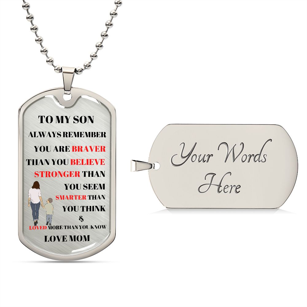 TO MY SON DOG TAG LOVE MOM