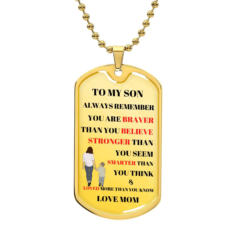 TO MY SON DOG TAG LOVE MOM