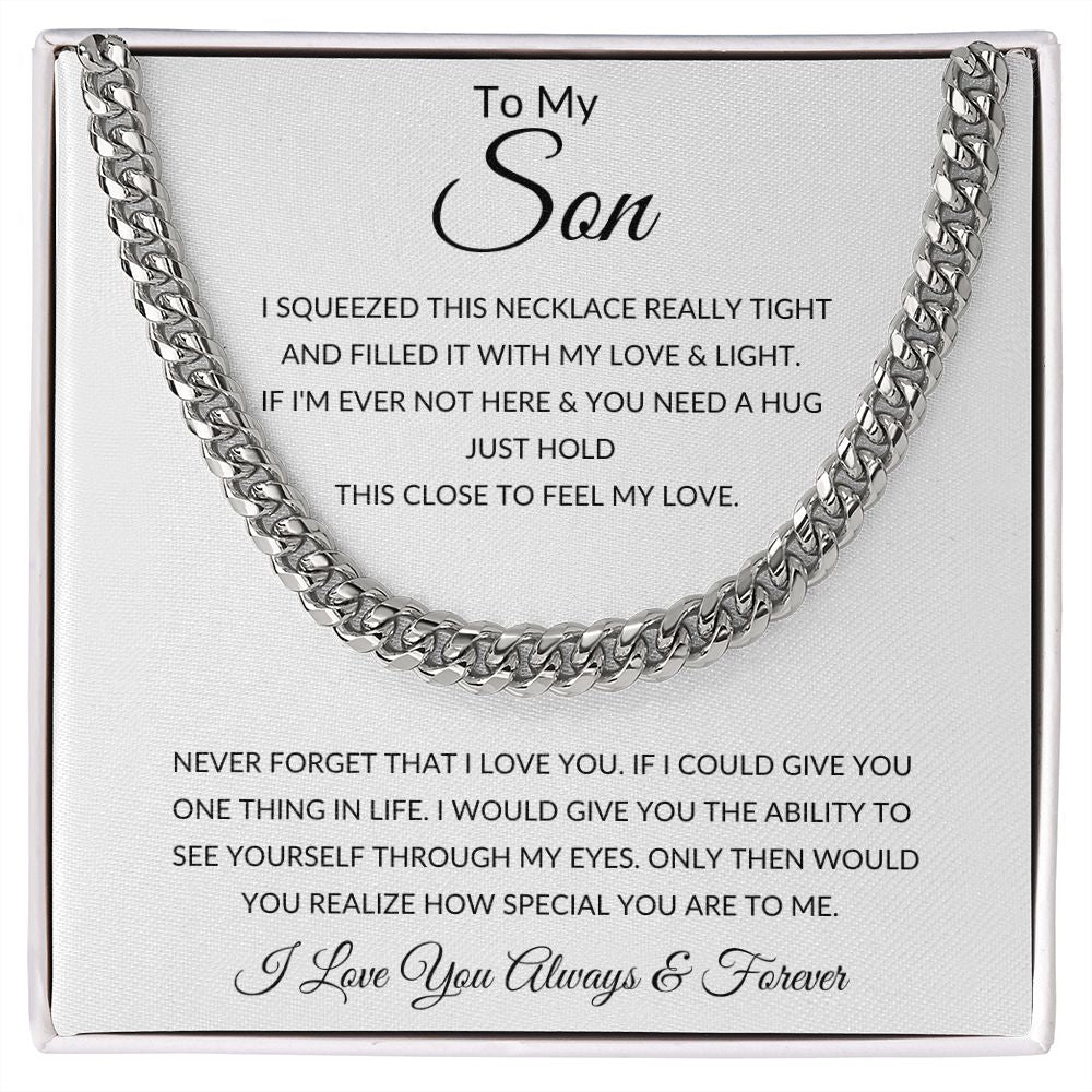 TO MY SON CUBAN LINK CHAIN SLV
