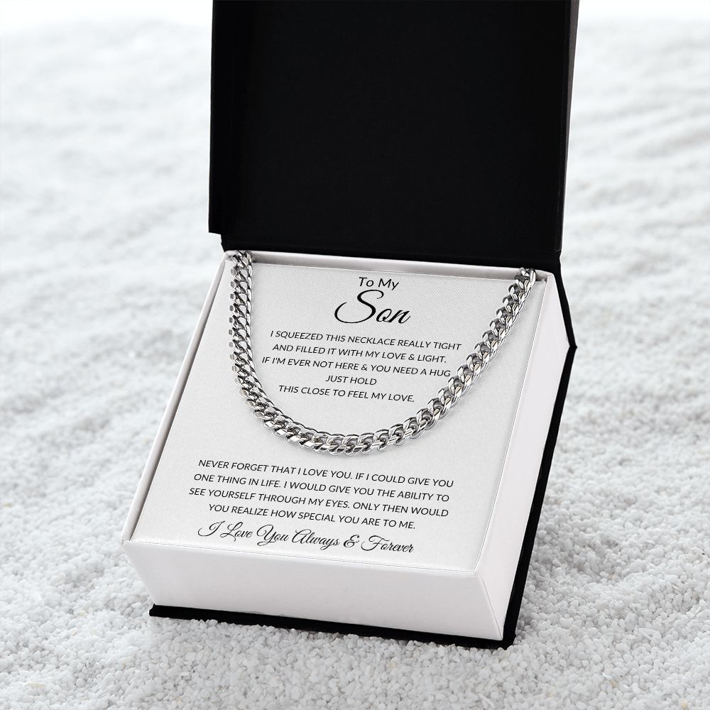 TO MY SON CUBAN LINK CHAIN SLV