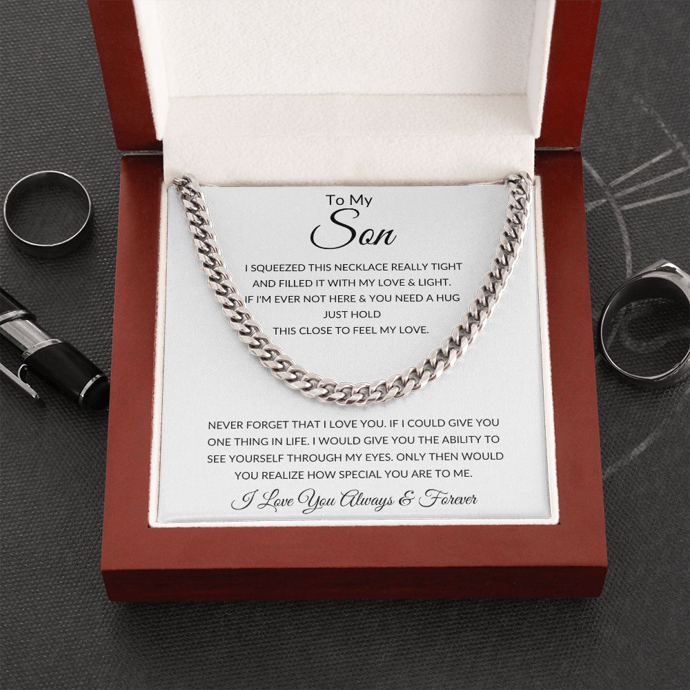 TO MY SON CUBAN LINK CHAIN SLV
