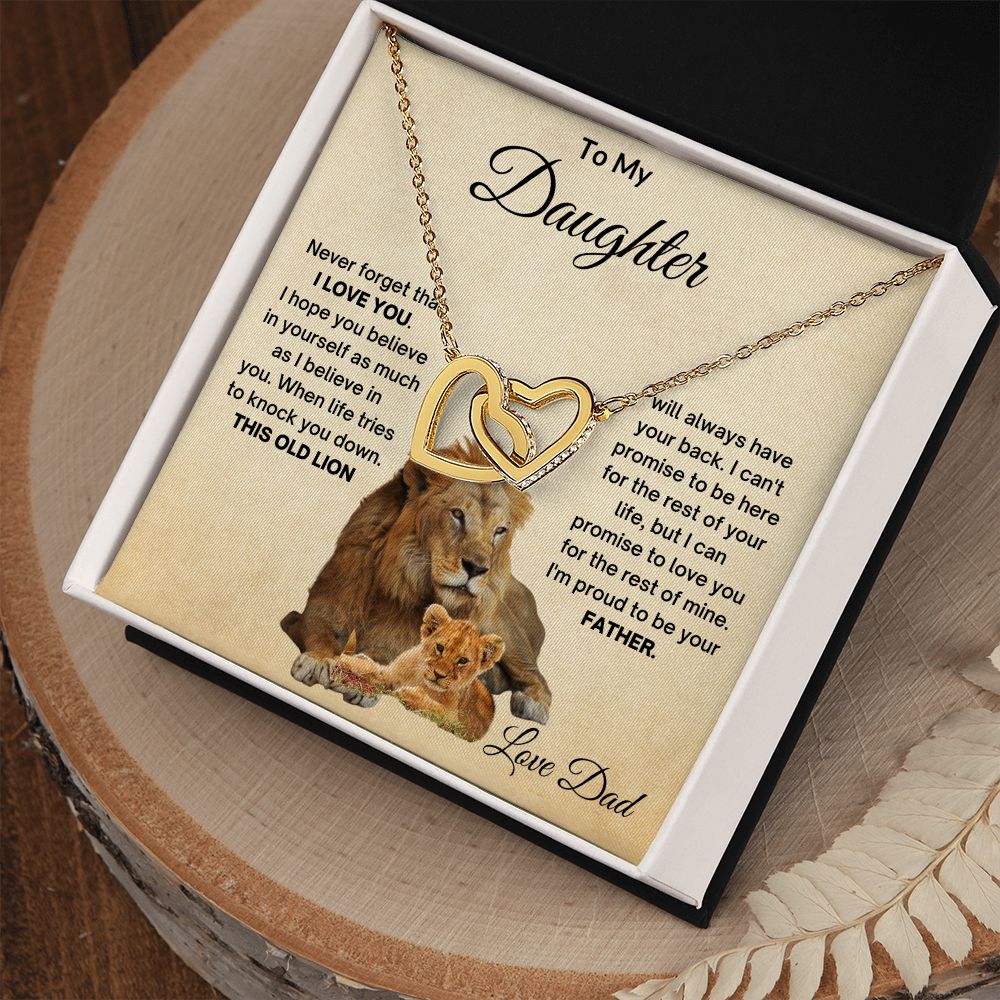 TO MY DAUGHTER OLD LION INTERLOCKING HEARTS
