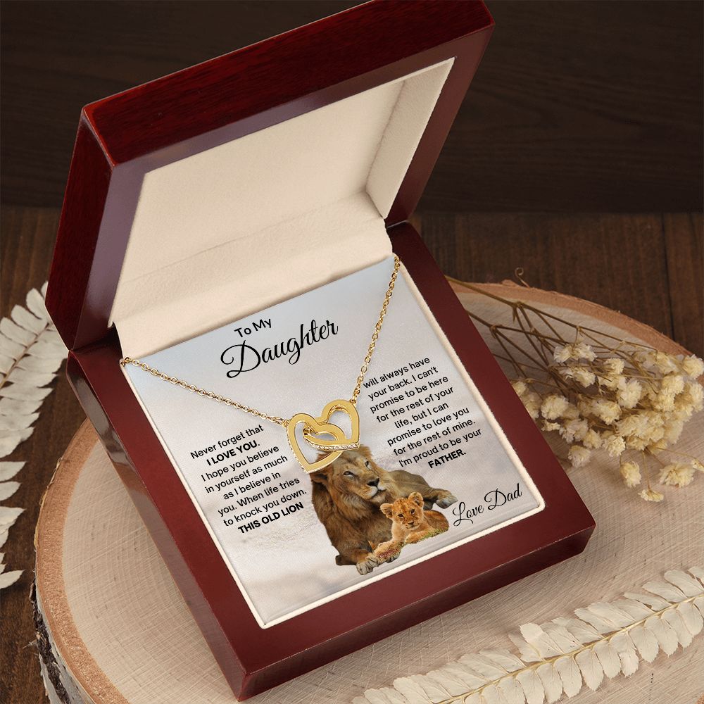 TO MY DAUGHTER OLD LION INTERLOCKING HEARTS