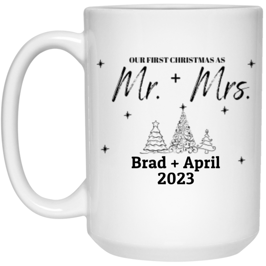 PERSONALIZED MUG FIRST CHRISTMAS AS MR + MRS