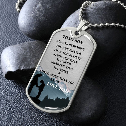 TO MY SON DOG TAG PRAYING WITH DAD