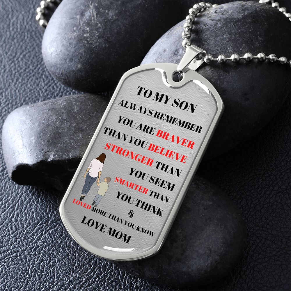 TO MY SON DOG TAG LOVE MOM
