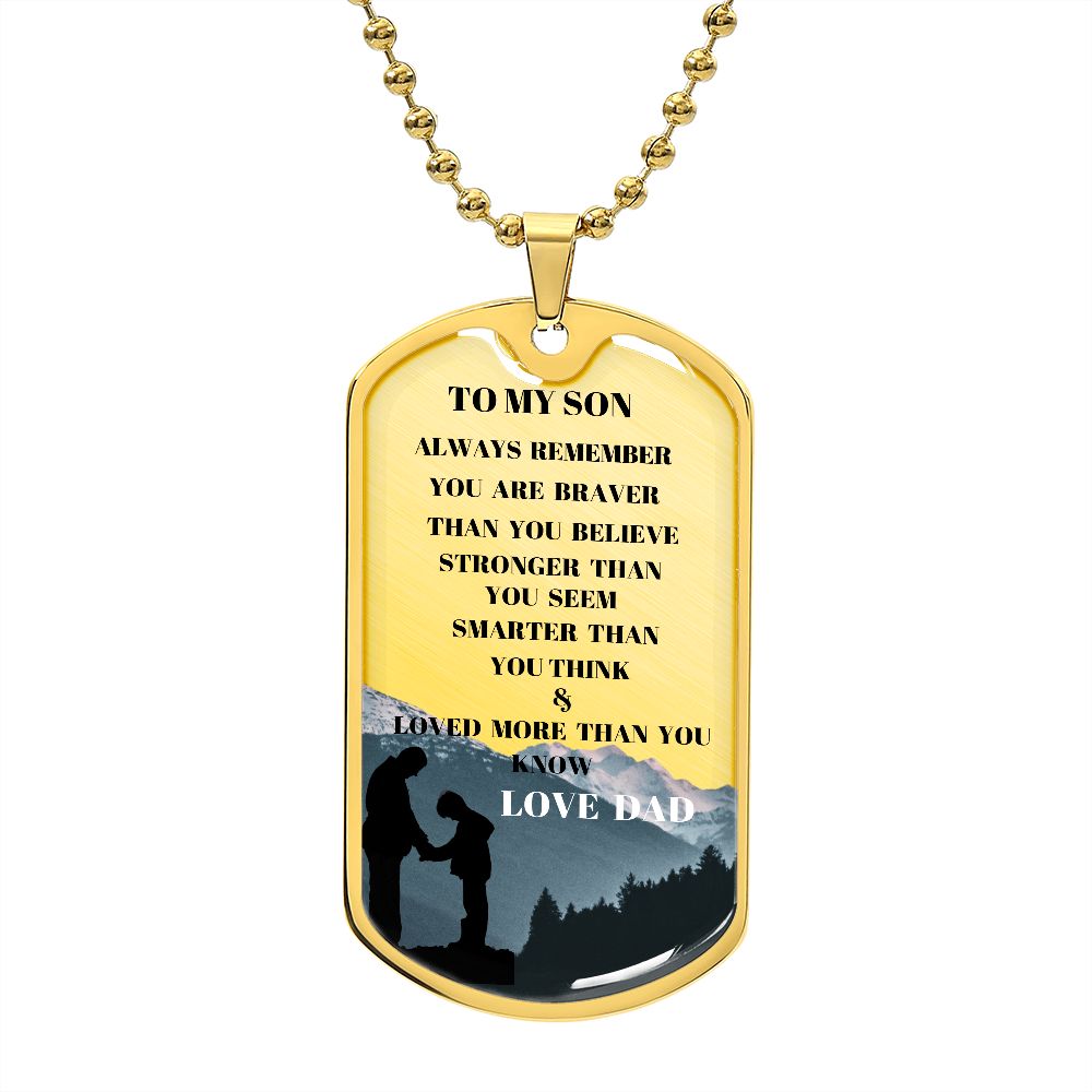 TO MY SON DOG TAG PRAYING WITH DAD