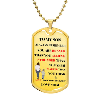 TO MY SON DOG TAG LOVE MOM