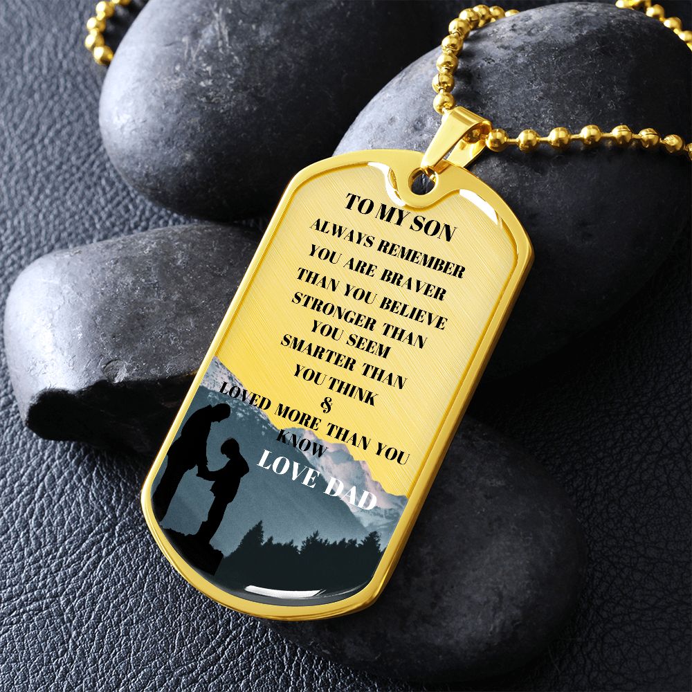 TO MY SON DOG TAG PRAYING WITH DAD