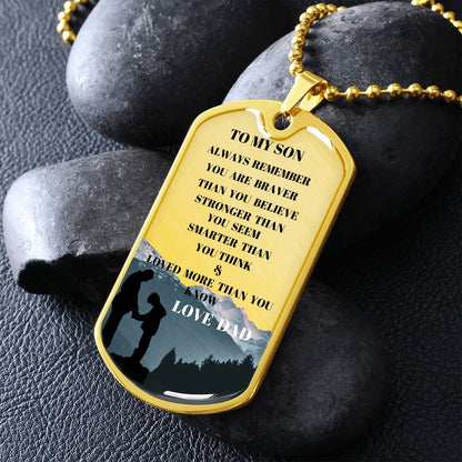 TO MY SON DOG TAG PRAYING WITH DAD