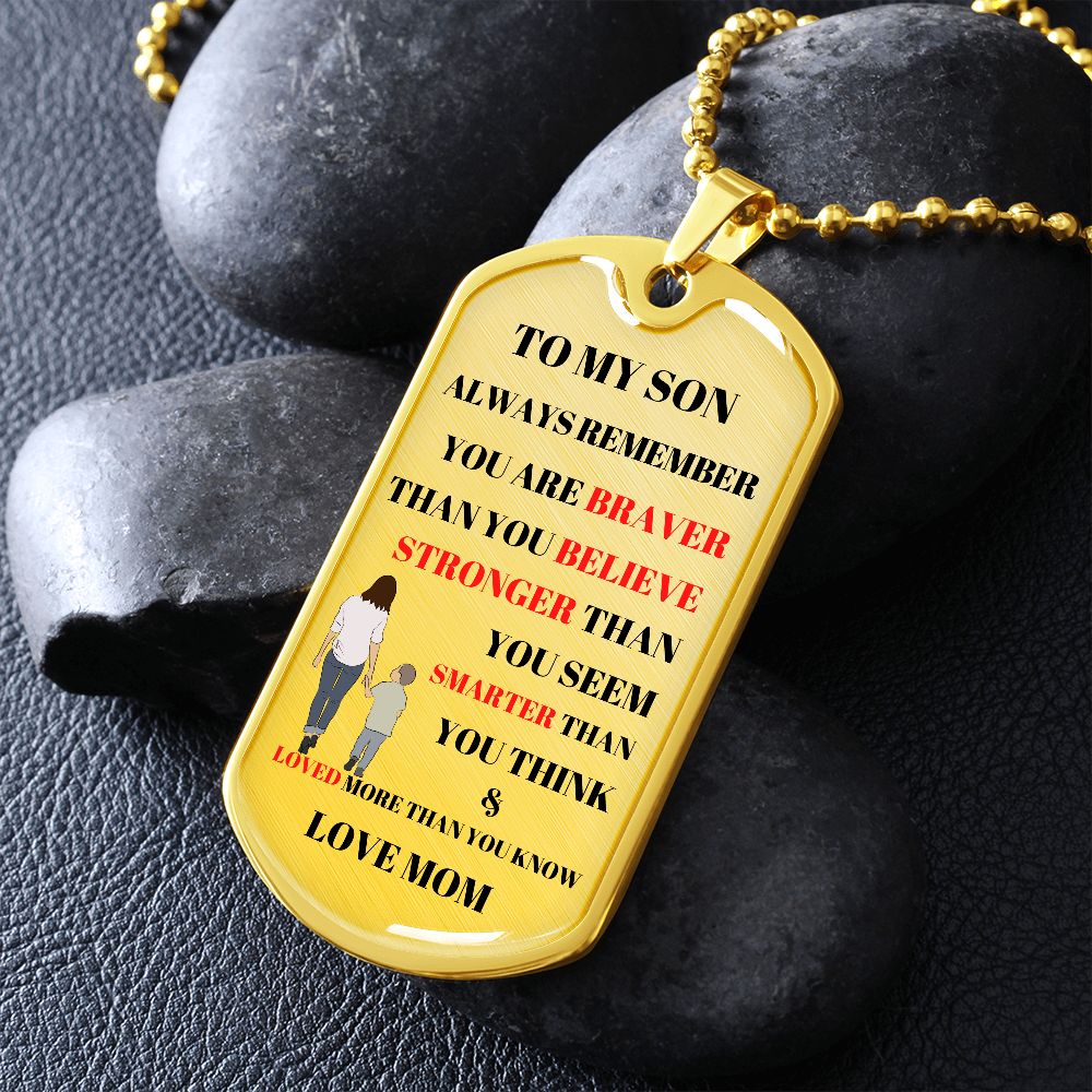 TO MY SON DOG TAG LOVE MOM