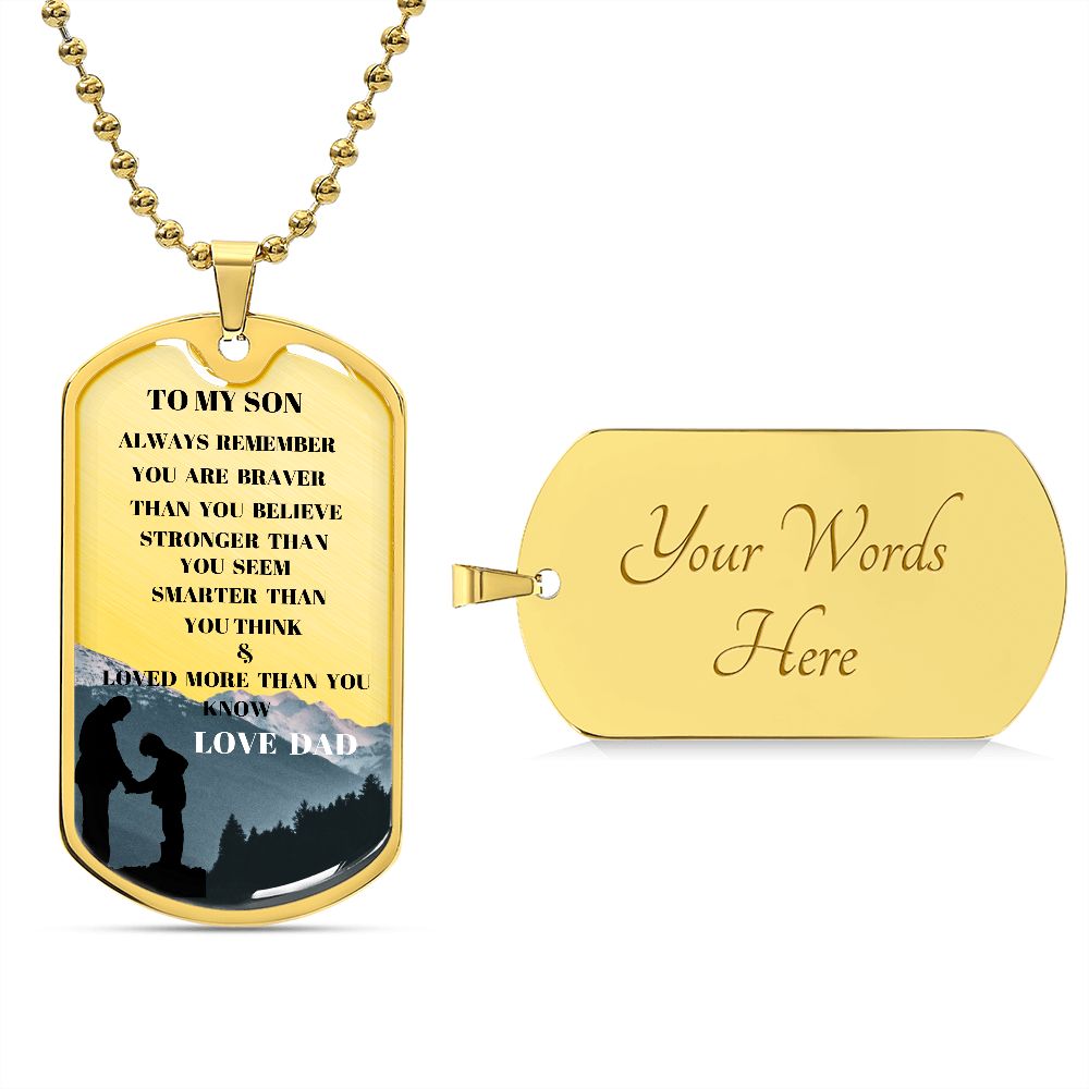 TO MY SON DOG TAG PRAYING WITH DAD