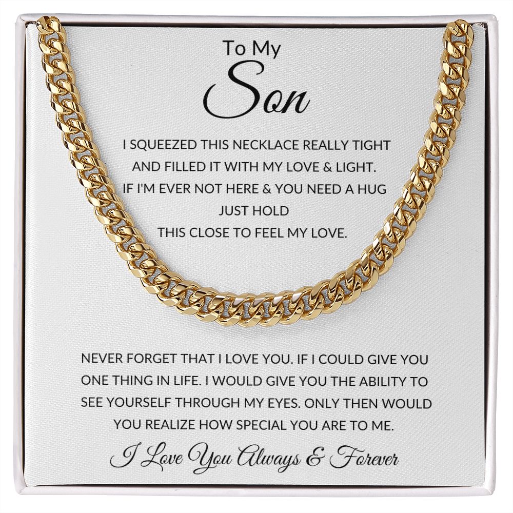 TO MY SON CUBAN LINK CHAIN SLV