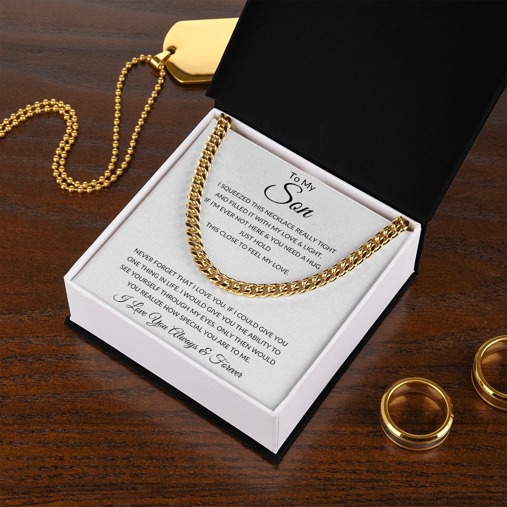 TO MY SON CUBAN LINK CHAIN SLV