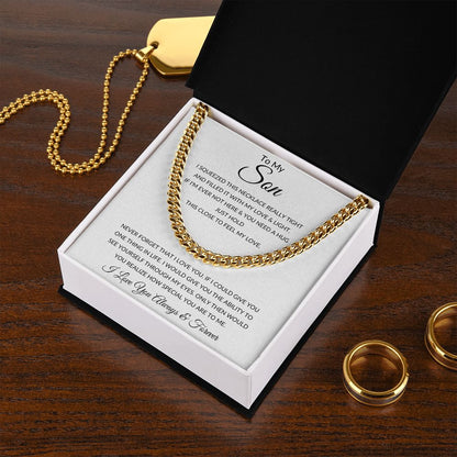 TO MY SON CUBAN LINK CHAIN SLV