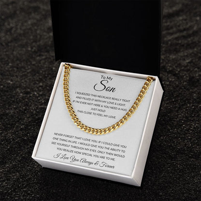 TO MY SON CUBAN LINK CHAIN SLV