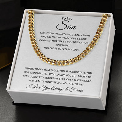 TO MY SON CUBAN LINK CHAIN SLV