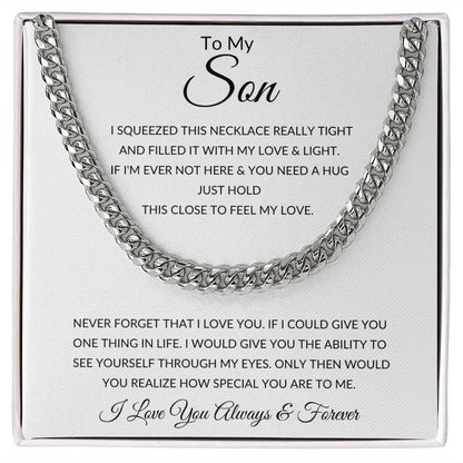 TO MY SON CUBAN LINK CHAIN SLV