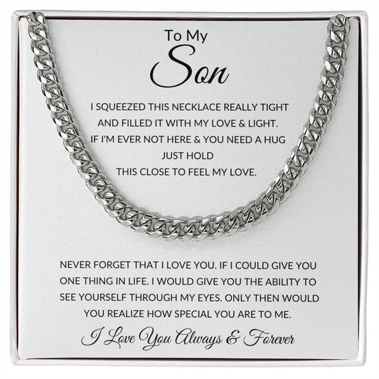 TO MY SON CUBAN LINK CHAIN SLV
