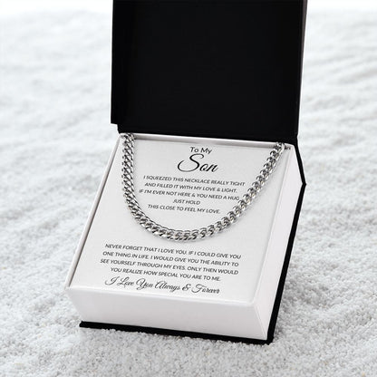 TO MY SON CUBAN LINK CHAIN SLV