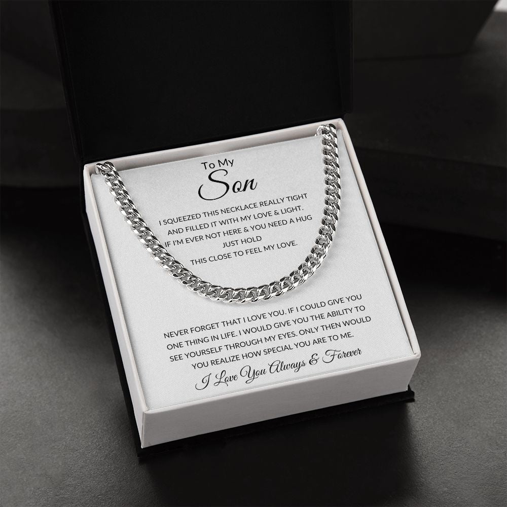 TO MY SON CUBAN LINK CHAIN SLV