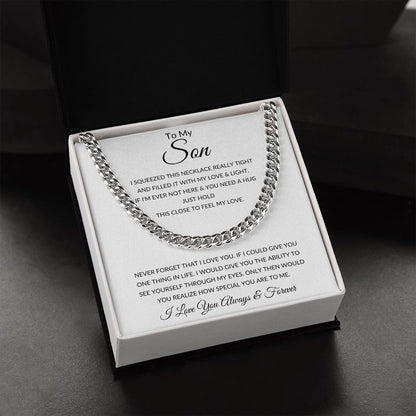 TO MY SON CUBAN LINK CHAIN SLV