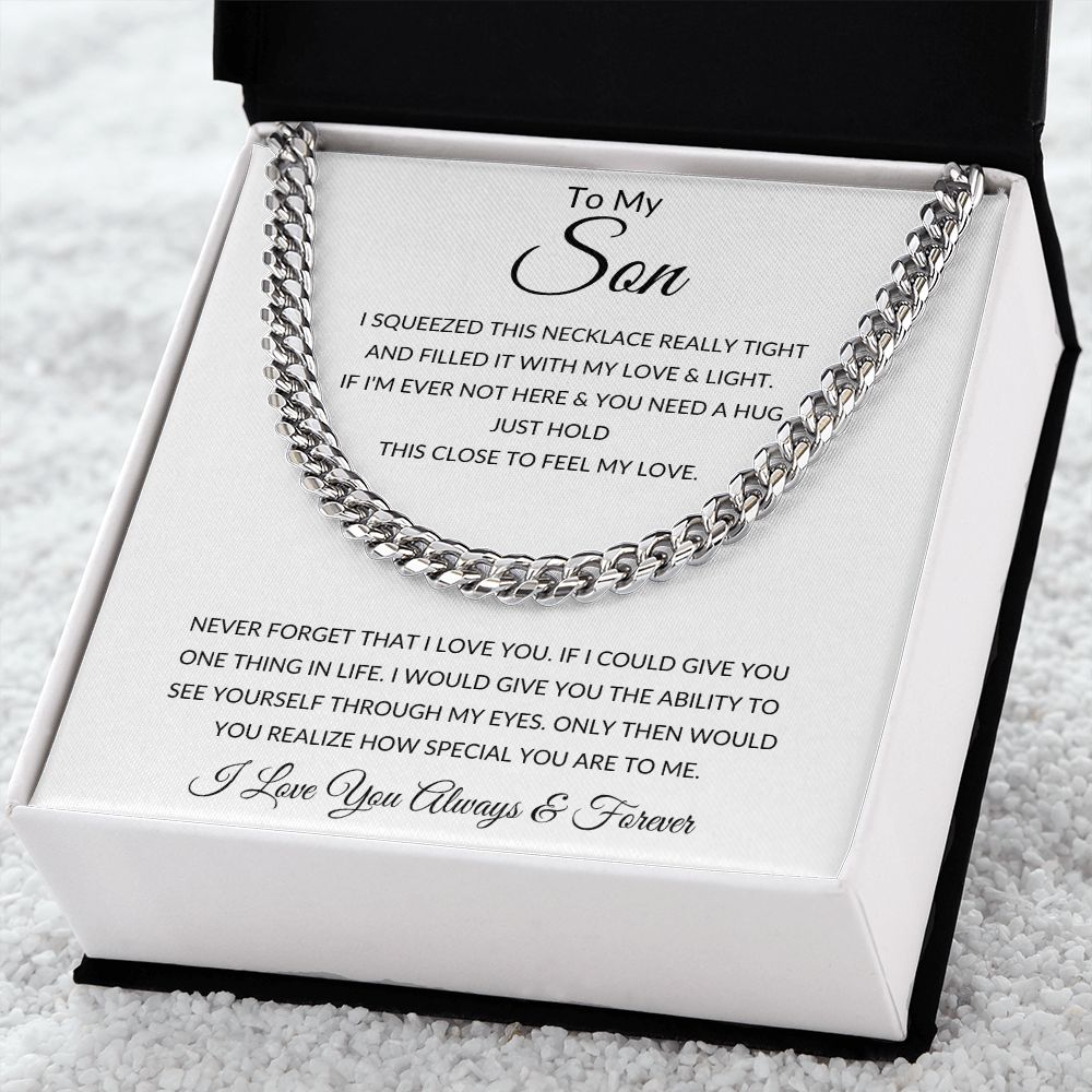 TO MY SON CUBAN LINK CHAIN SLV