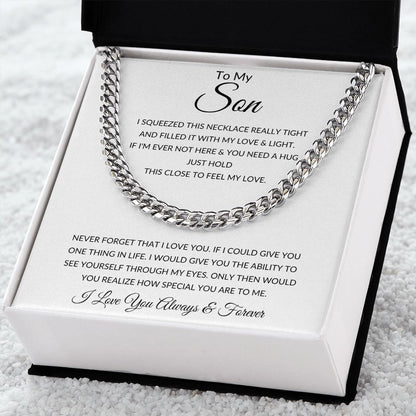TO MY SON CUBAN LINK CHAIN SLV