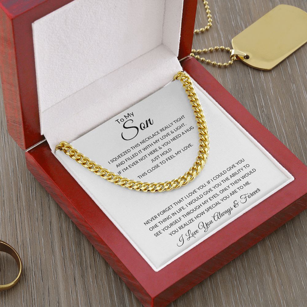 TO MY SON CUBAN LINK CHAIN SLV