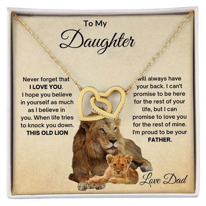 TO MY DAUGHTER OLD LION INTERLOCKING HEARTS