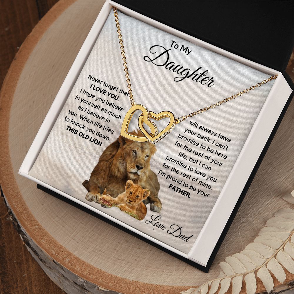 TO MY DAUGHTER OLD LION INTERLOCKING HEARTS