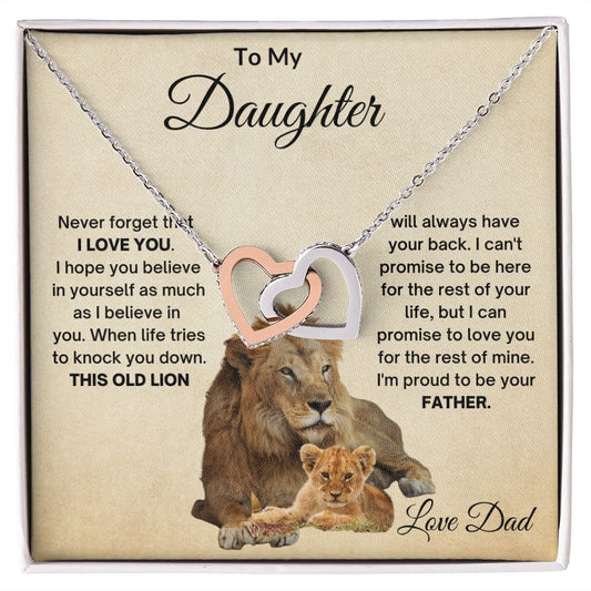 TO MY DAUGHTER OLD LION INTERLOCKING HEARTS