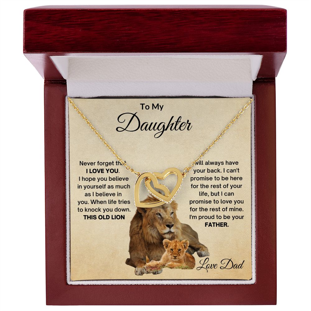 TO MY DAUGHTER OLD LION INTERLOCKING HEARTS