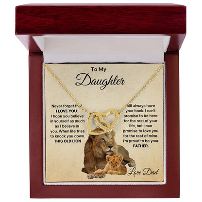 TO MY DAUGHTER OLD LION INTERLOCKING HEARTS