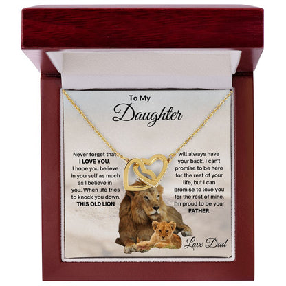TO MY DAUGHTER OLD LION INTERLOCKING HEARTS