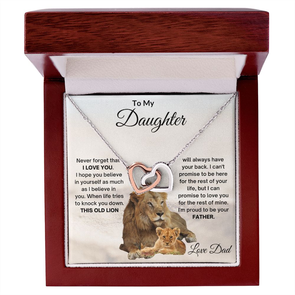 TO MY DAUGHTER OLD LION INTERLOCKING HEARTS